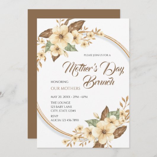 Invitation Brunch de la fête des mères (Devant / Derrière)