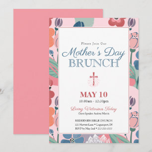 Invitation Brunch de la fête des mères dans une église floral