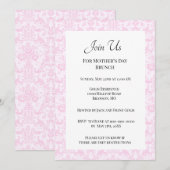 Invitation Brunch de la fête des mères élégant rose damassé (Devant / Derrière)