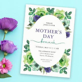 Invitation Brunch de la Fête des Mères Fleurs Aquarelle