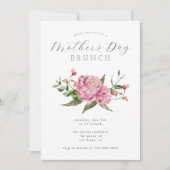 Invitation Brunch de la fête des mères | Fleurs roses (Devant)