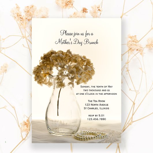 Invitation Brunch de la Fête des Mères Hydrangea séché