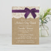 Invitation Brunch de la Fête des Mères Kraft, dentelle & mauv (Debout devant)