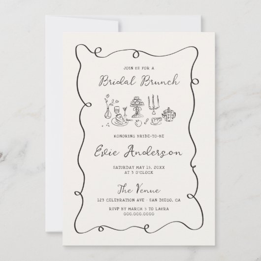 Invitation Brunch de la mariée de Squiggle (Devant)