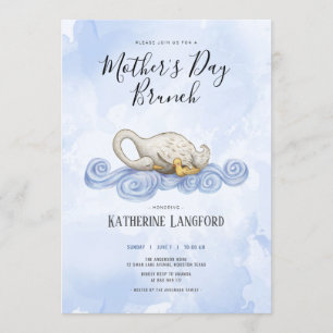 Invitation Brunch de la mère de jour de l'aquarelle de cygne