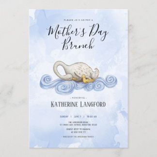 Invitation Brunch de la mère de jour de l'aquarelle de cygne