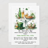 Invitation Brunch de la Saint-Patrick – Trèfles, Tchin-tchin (Devant / Derrière)