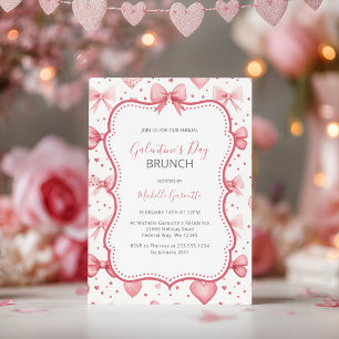 Invitation Brunch de la Saint-Valentin avec des nœuds roses e