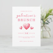 Invitation Brunch de la Saint-Valentin Moderne aux Cœurs Rose (Debout devant)