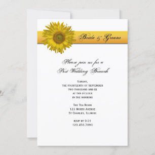 Invitation Brunch de lendemain de mariage rayé tournesol