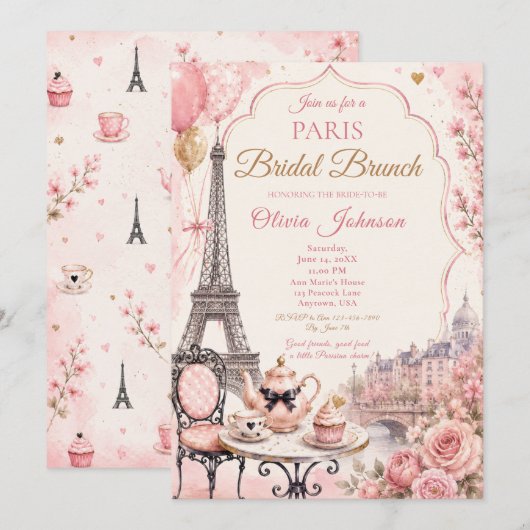 Invitation Brunch de mariage à Paris (Devant / Derrière)