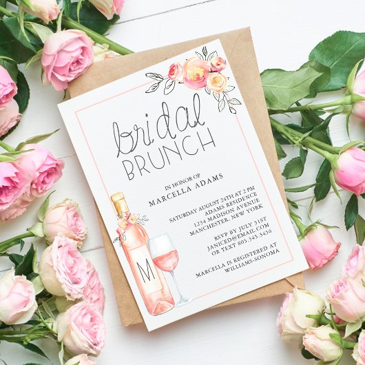 Invitation Brunch de mariage au rosé