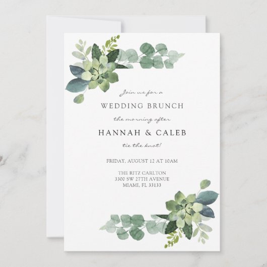 Invitation Brunch de mariage aux eucalyptus (Devant)
