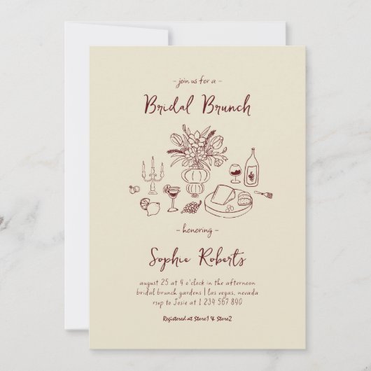 Invitation Brunch de mariage avec écriture manuscrite fantais (Devant)