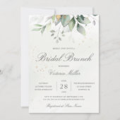 Invitation Brunch de mariage avec feuilles de eucalyptus doré (Devant)