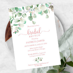 Invitation Brunch de mariage avec verdure d'eucalyptus à l'aq