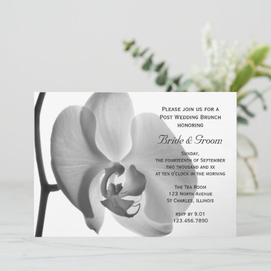 Invitation Brunch de mariage blanc orchidée (Debout devant)
