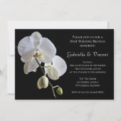 Invitation Brunch de mariage blanc orchidée sur fond noir (Devant)