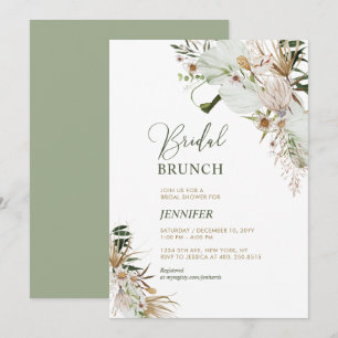 Invitation Brunch de mariage bohème vert et or botanique