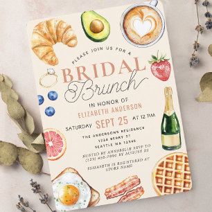 Invitation Brunch de mariage Café Aquarelle Enterrement de vi