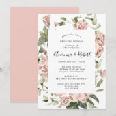 Invitation Brunch de mariage champêtre rose après la cérémoni (Devant / Derrière)