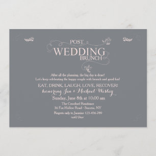 Invitation Brunch de mariage dans l'invitation grise