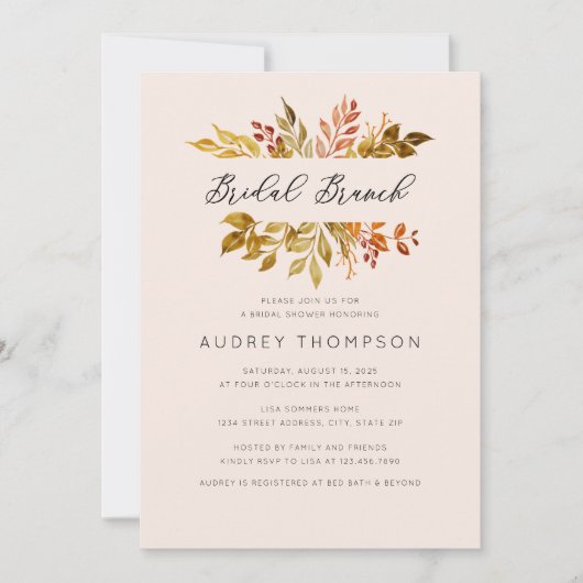 Invitation Brunch de mariage de feuillage d'automne (Devant)