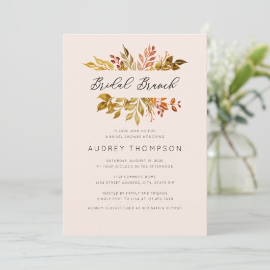 Invitation Brunch de mariage de feuillage d'automne (Debout devant)