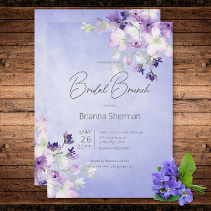 Invitation Brunch de mariage floral aquarelle violet rustique