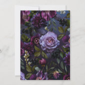 Invitation Brunch de mariage floral bleu foncé et violet méla (Dos)