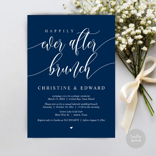 Invitation Brunch de mariage intimiste Happily Ever After, Bl