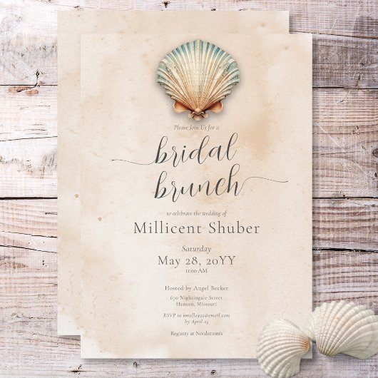 Invitation Brunch de mariage moderne aux coquillages de la me