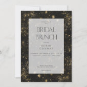Invitation Brunch de mariage moderne minimal noir et or paill (Devant)