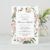 Invitation Brunch de mariage rustique rose floral (Debout devant)