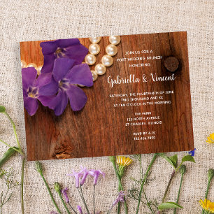 Invitation Brunch de mariage sur fond de bois de grange à per