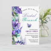 Invitation Brunch de mariée à fleurs violettes tropicales mod (Debout devant)
