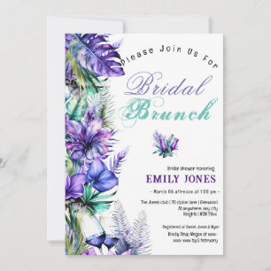 Invitation Brunch de mariée à fleurs violettes tropicales mod