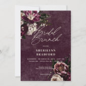 Invitation Brunch de mariée à la florale noire et blanche (Devant)