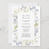 Invitation Brunch de mariée blanc Dusty Blue Fleur sauvage (Devant)