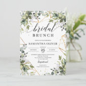 Invitation Brunch de mariée boho avec cadre vert et doré (Debout devant)