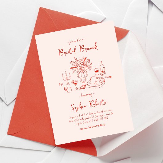 Invitation Brunch de Mariée Écriture Manuscrite Fantaisiste
