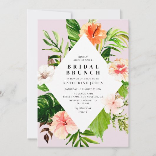 Invitation brunch de mariée feuille de palme tropicale modern (Devant)