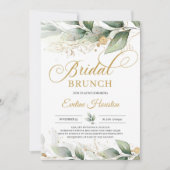 Invitation Brunch de mariée feuille d'or boho eucalyptus mode (Devant)