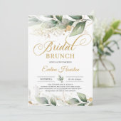 Invitation Brunch de mariée feuille d'or boho eucalyptus mode (Debout devant)