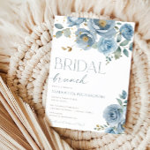 Invitation Brunch de mariée rose, bleu outrepassant