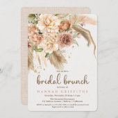Invitation Brunch de mariée rose de Pampas et de boho (Devant / Derrière)