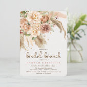 Invitation Brunch de mariée rose de Pampas et de boho (Debout devant)