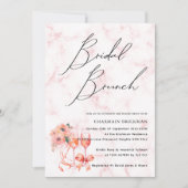 Invitation Brunch de mariée rose marbre Champagne (Devant)