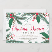 Invitation Brunch de Noël à l'aquarelle rouge vert mistletoe (Devant)