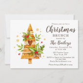 Invitation Brunch de Noël Arbre en Bois Rustique (Devant)